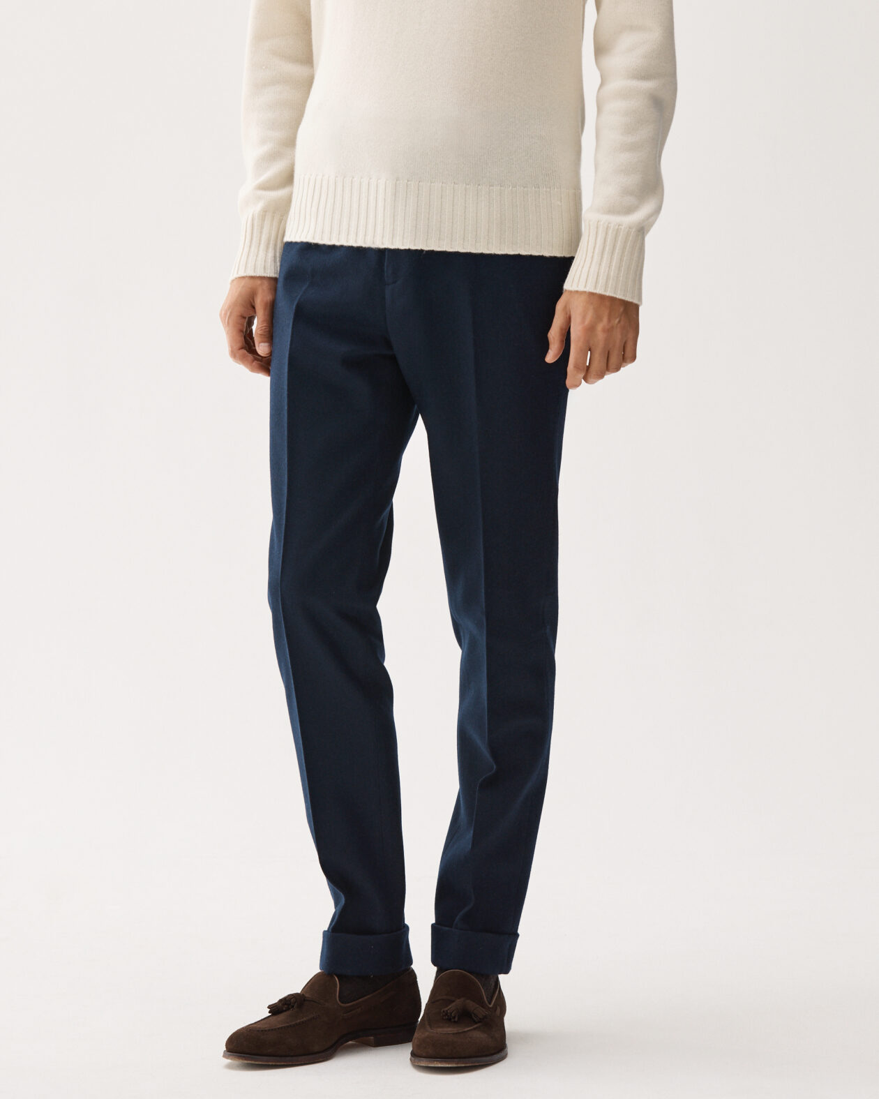 Tailored Wool Flannel Trouser Navy