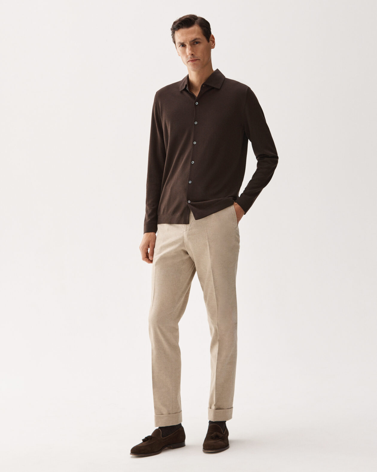 Tailored Cotton Flannel Trouser Sand