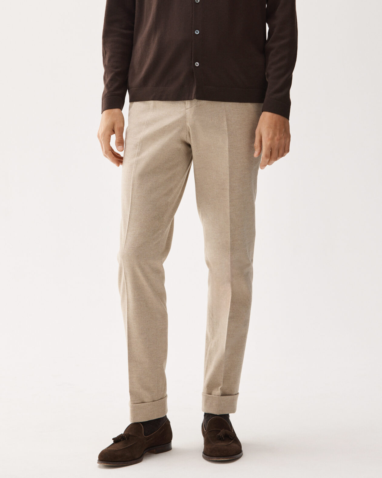 Tailored Cotton Flannel Trouser Sand
