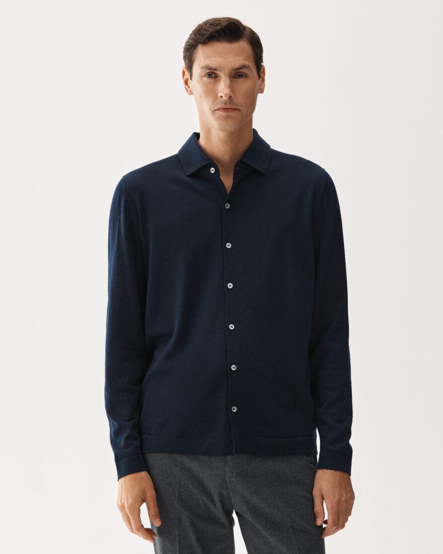 Knitted Wool Shirt Navy