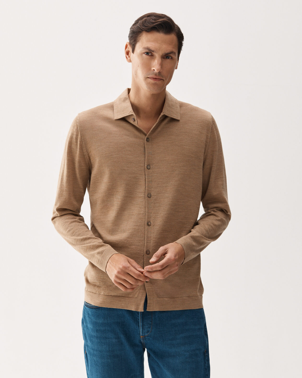 Knitted Wool Shirt Camel