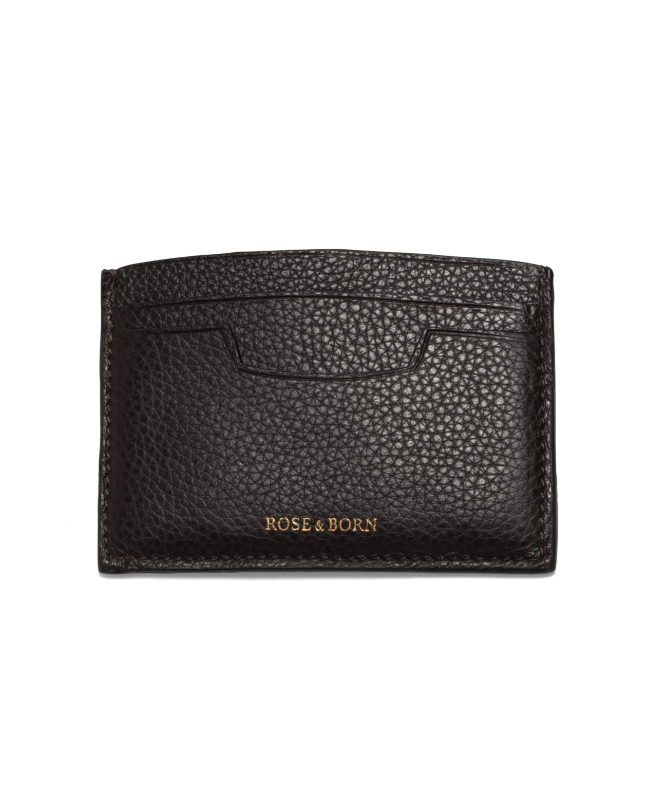 Grain Leather Card Holder Brown