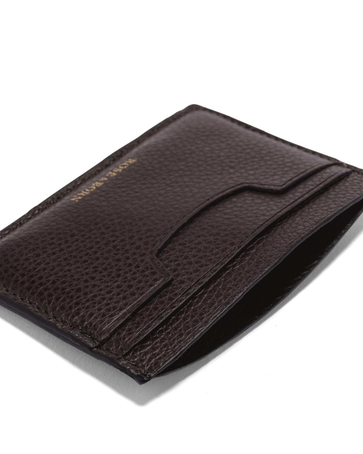 Grain Leather Card Holder Brown