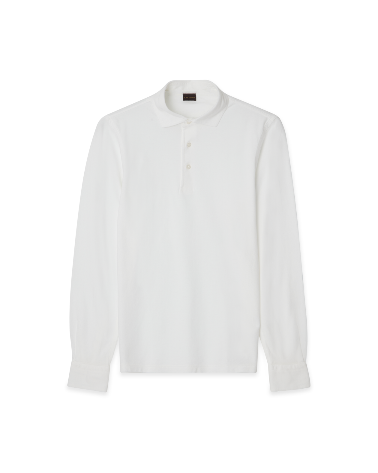 Cotton Long Sleeve Polo Shirt White