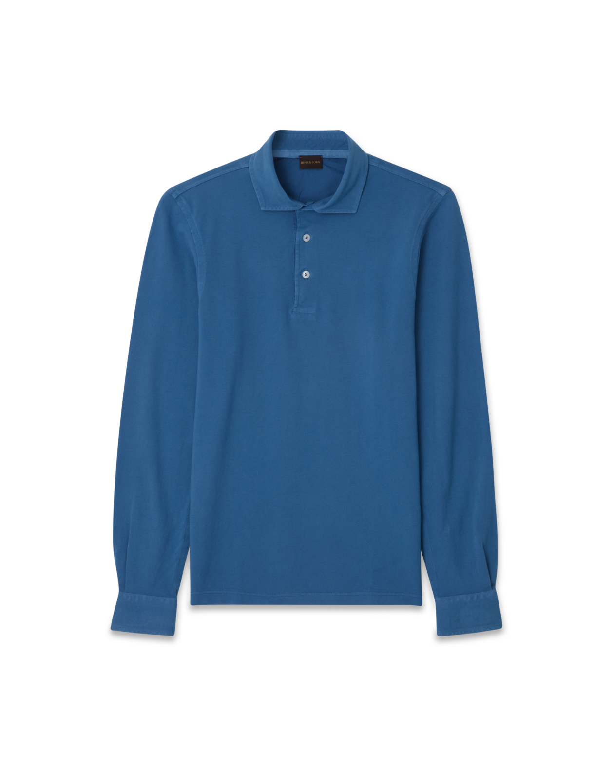 Cotton Long Sleeve Polo Shirt Blue