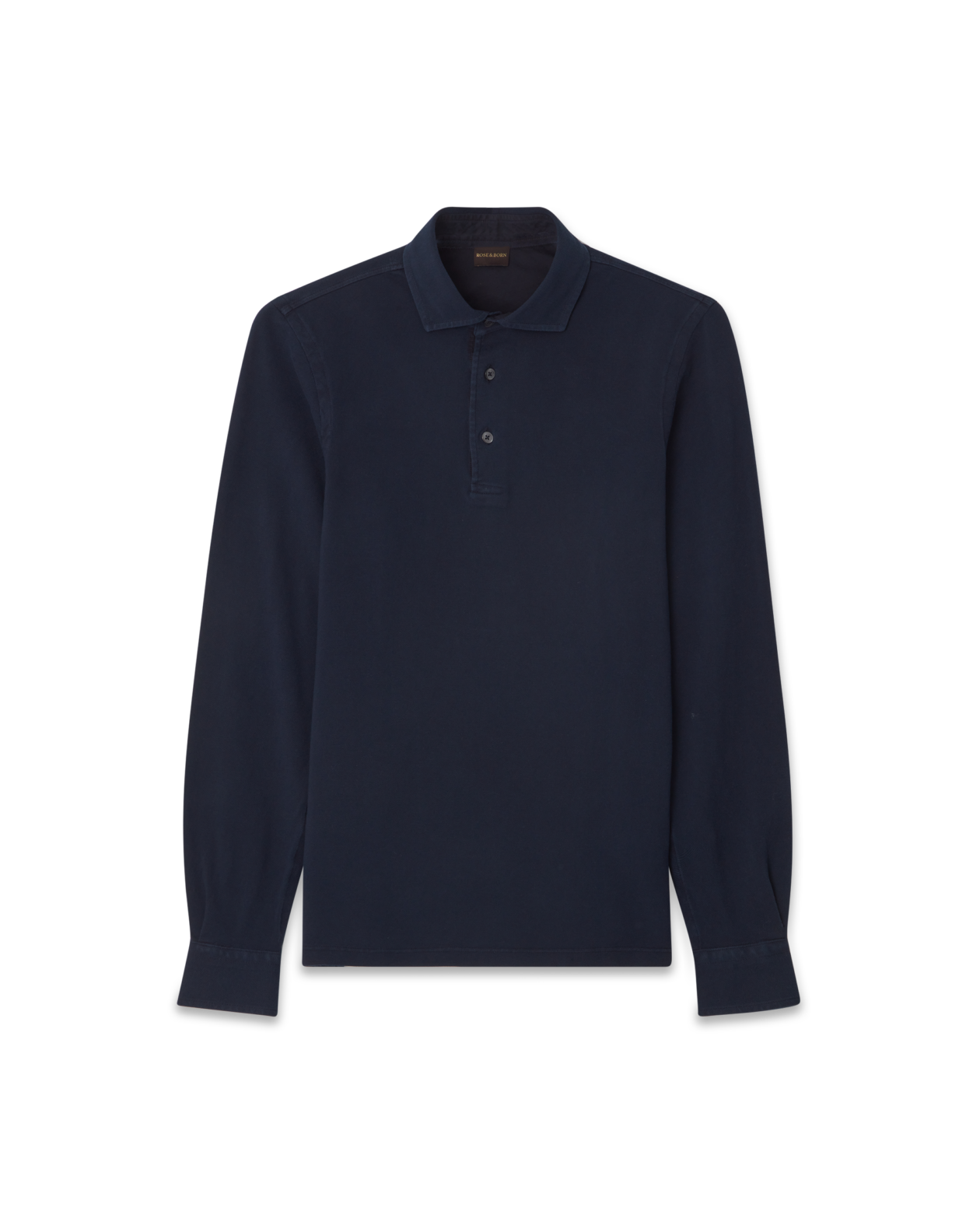 Cotton Long Sleeve Polo Shirt Navy