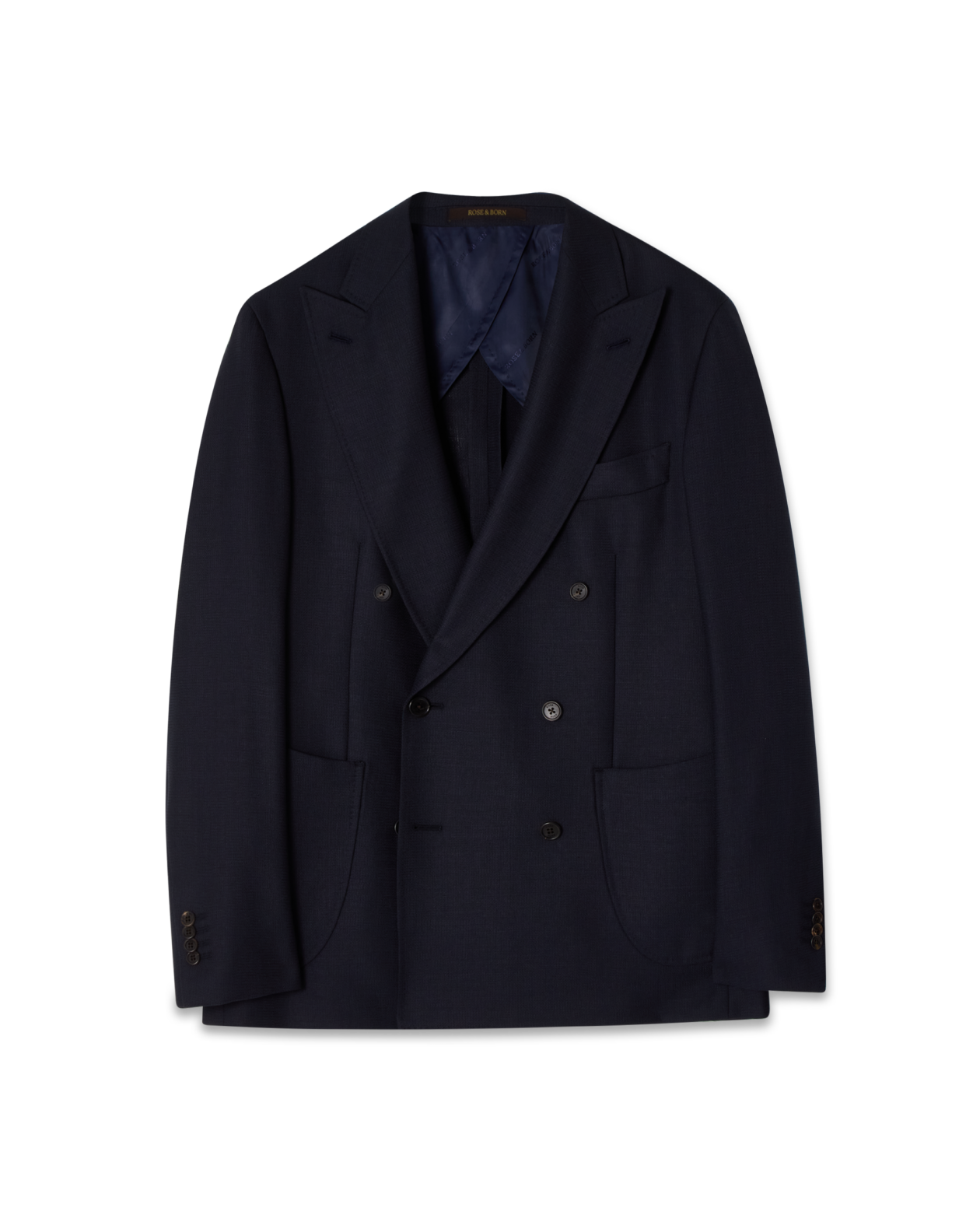 Mesh Wool Double-Breasted Jacket Navy
