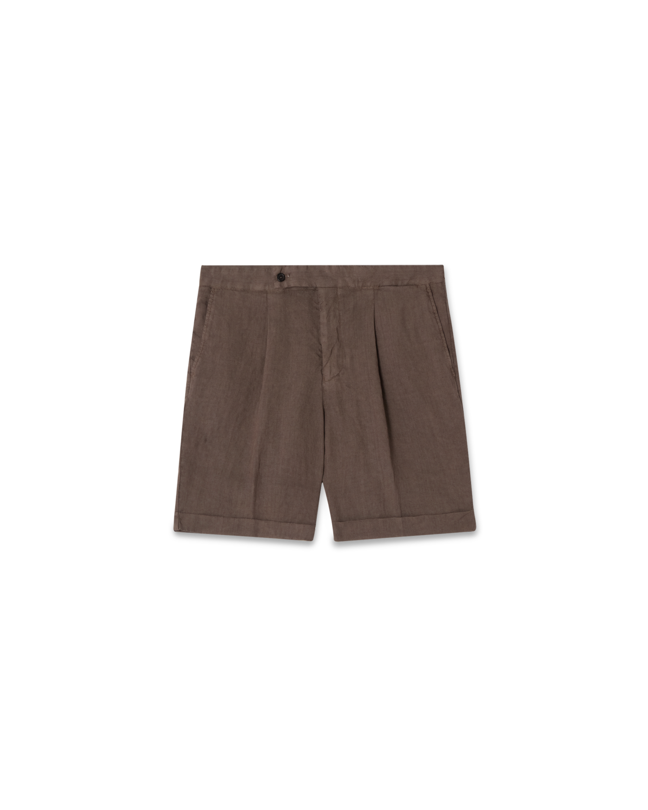 Tailored Linen Shorts Brown